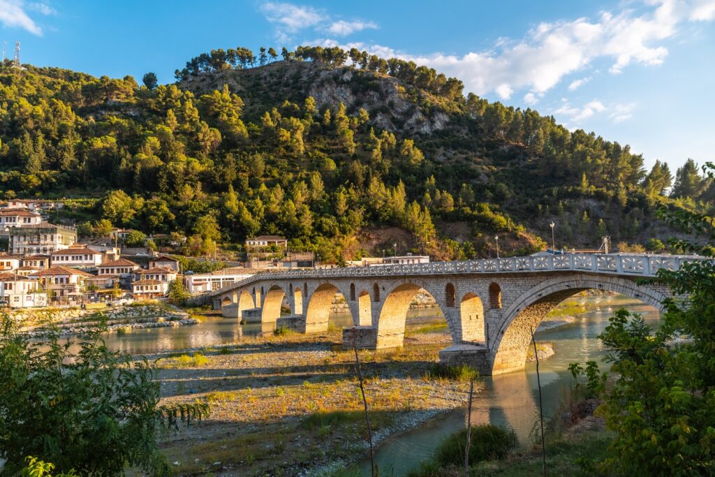 Gorica Bridge in the historic city of Berat in Albania